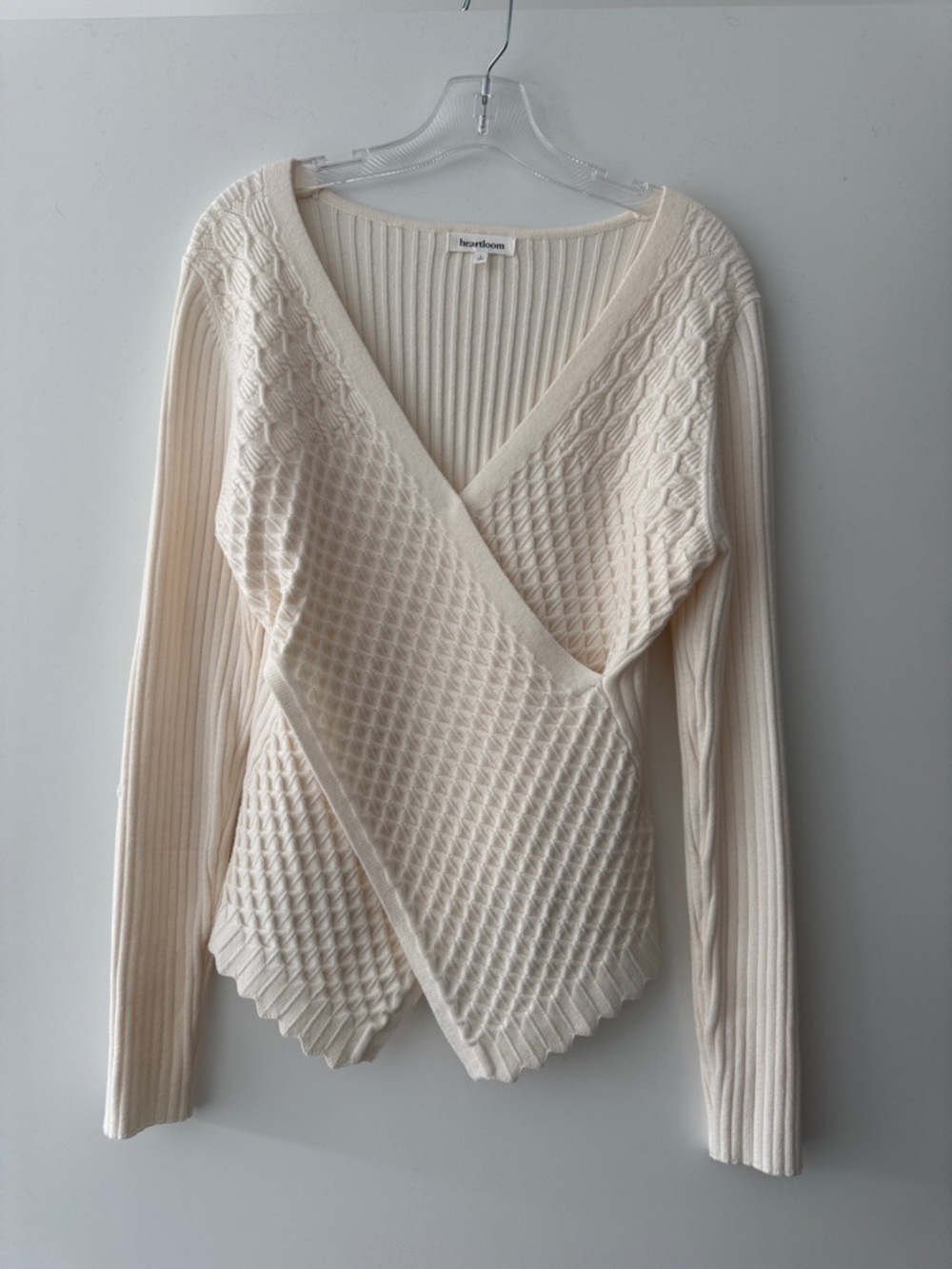Cozy & Soft Heartloom Cream Wrap-Style V-Neck Sweater